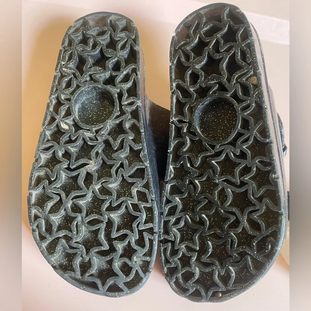 Sparkly Slide Sandals Girls Size 13 Black and Silver